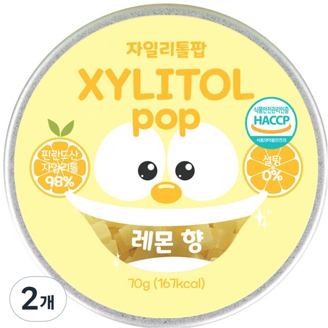 자일리톨팝 틴케이스 레몬비타민, 70g, 2개