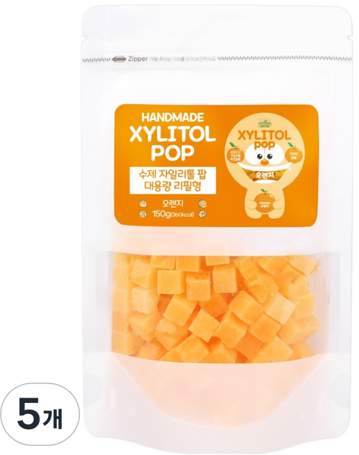 자일리톨팝 파우치 오렌지, 150g, 5개