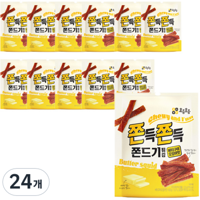 호음호음 쫀득쫀득 쫀드기 버터구이 오징어맛, 50g, 24개