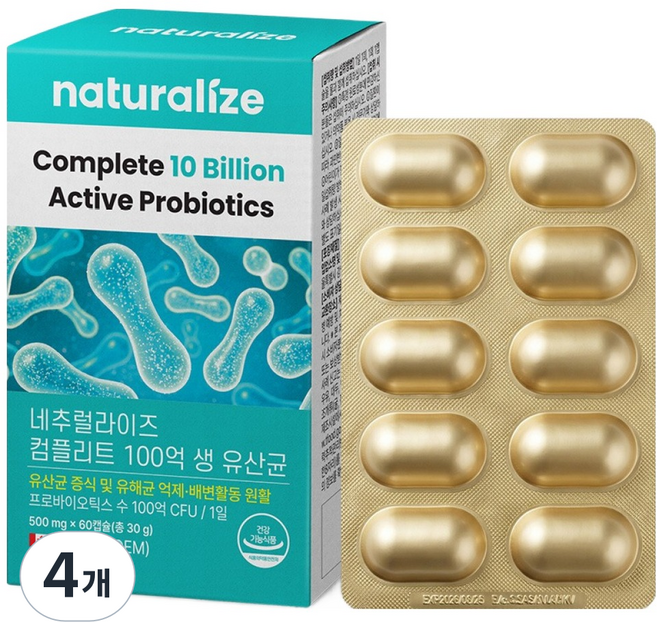 네추럴라이즈 컴플리트 100억 생 유산균 30g, 4개, 60정