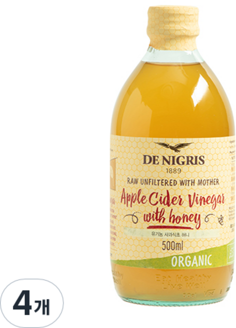 데니그리스 사과식초 허니, 500ml, 4개