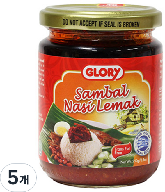 GLORY 나시르막 삼발 소스, 250g, 5개
