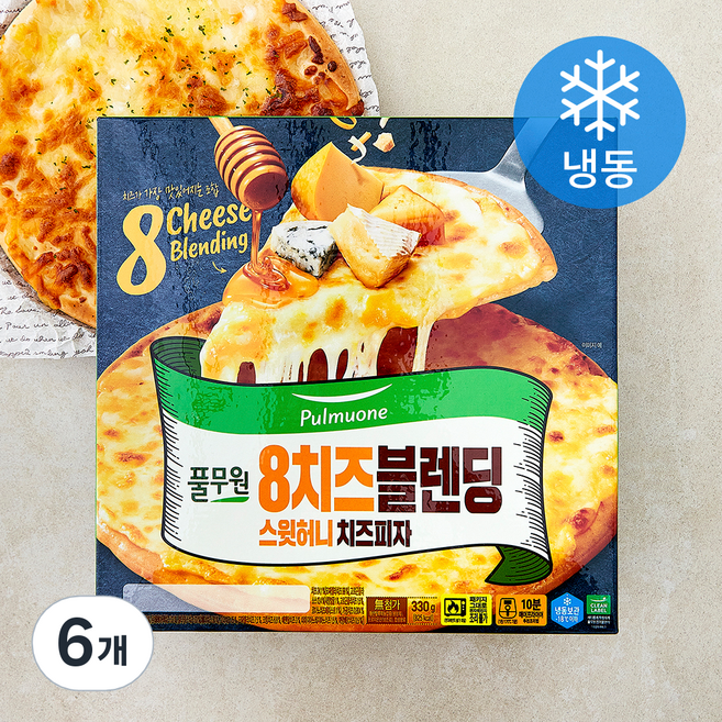풀무원 8치즈블렌딩 스윗허니 치즈피자 (냉동), 330g, 6개, 1개입
