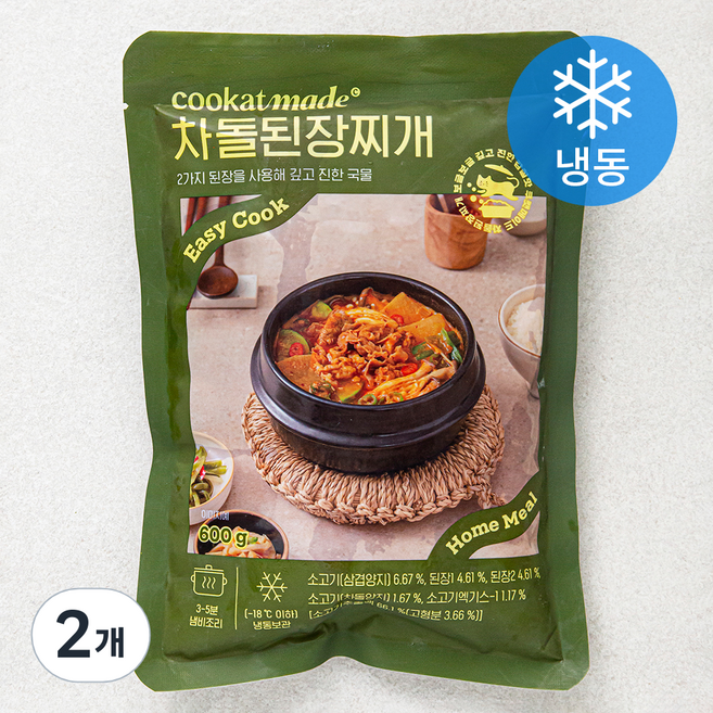 쿠캣 차돌 된장찌개 (냉동), 2개, 600g