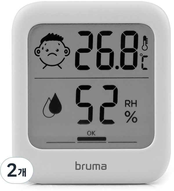 브루마 디지털 온습도계 BT11, 화이트, 2개