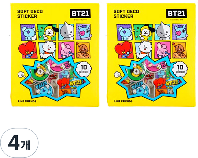 STUDIO EIGHT BT21 浮雕碎片貼紙, 漫畫普普風, 4個