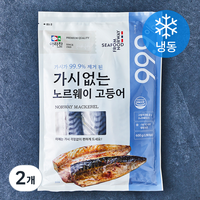 아라찬 가시없는 고등어 (냉동), 600g, 2개