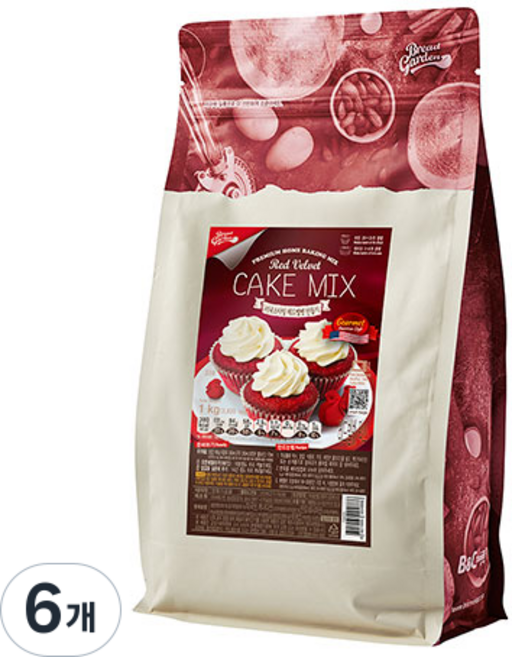 브레드가든 부드러운 레드벨벳 머핀믹스, 1kg, 6개