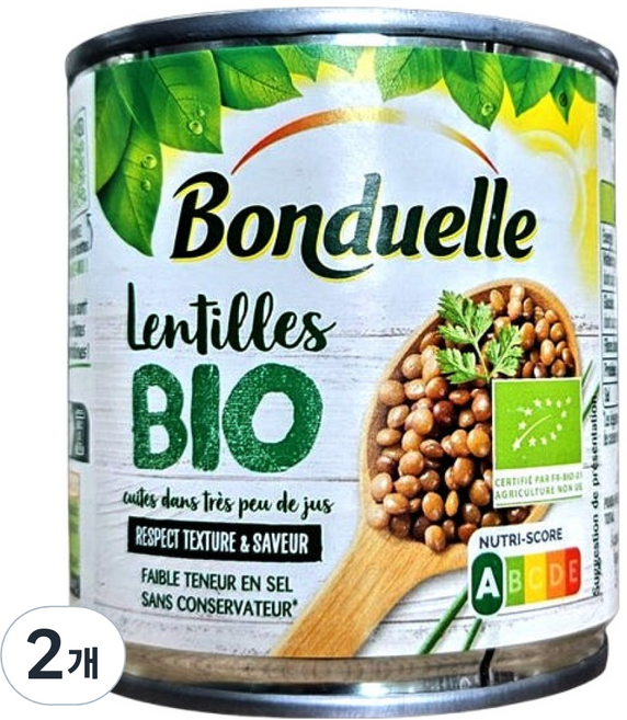 봉듀엘 유기농 렌틸콩, 160g, 2개