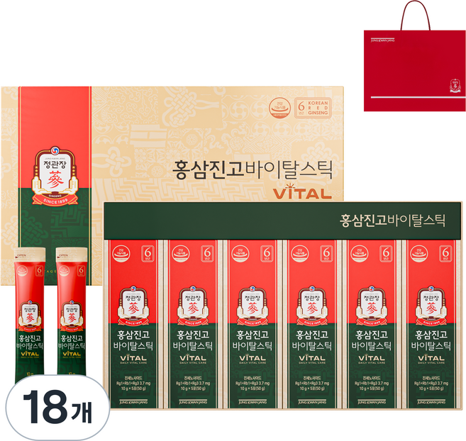 정관장 정품 홍삼진고바이탈스틱 5p + 쇼핑백, 300g, 3개