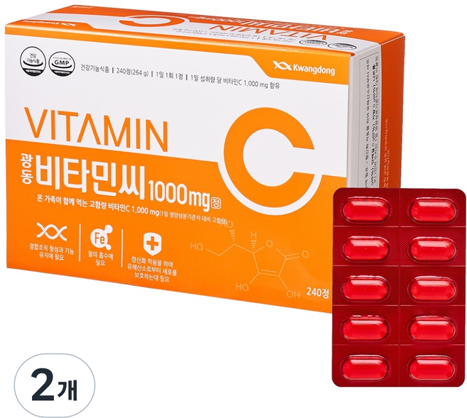 광동제약 비타민C 1000mg 8개월분, 240정, 2개