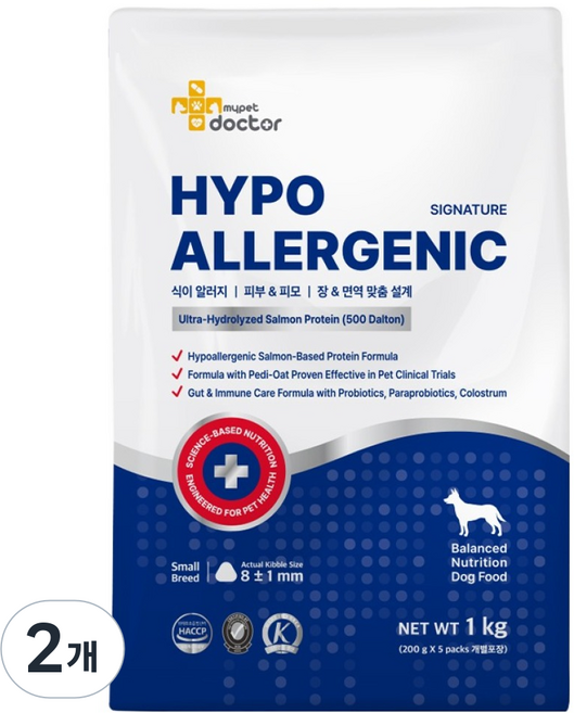 마이펫닥터 강아지 시그니처 2 하이포알러제닉 가수분해 사료, 피부/피모+알러지, 1kg, 2개