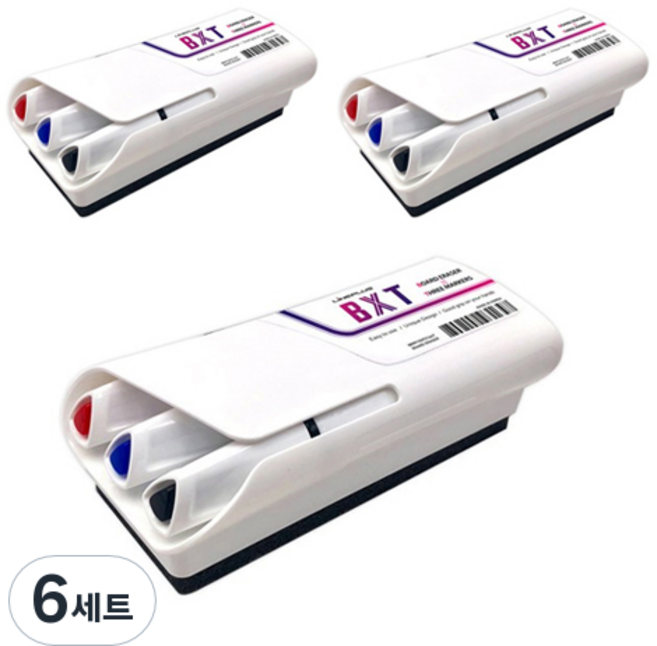 라인플러스 보드마카 지우개 BXT, 레드, 블루, 블랙, 6세트