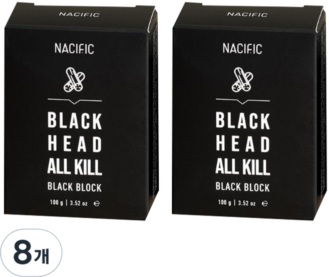 네시픽 블랙헤드 올킬 블랙 블록 클렌징 비누, 100g, 8개