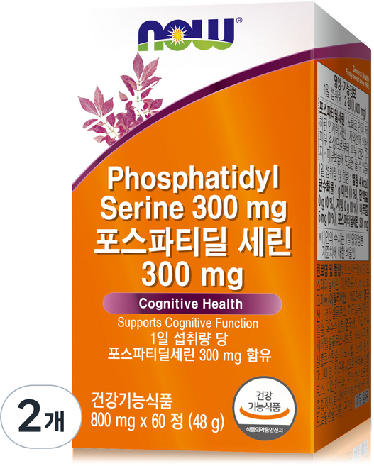 나우푸드 포스파티딜 세린 300mg, 2개, 60정