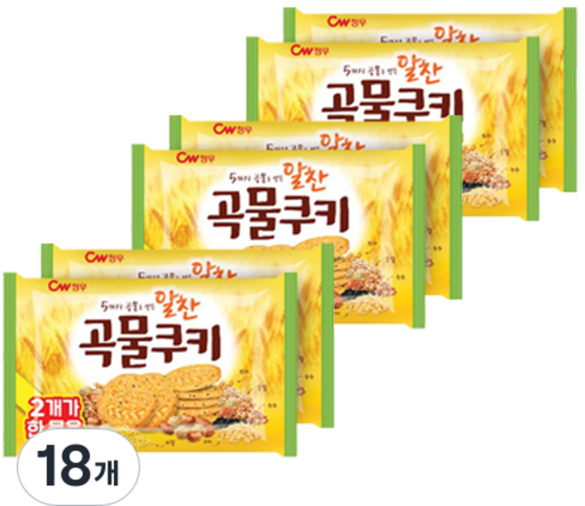 청우식품 알찬곡물쿠키 2p, 400g, 18개