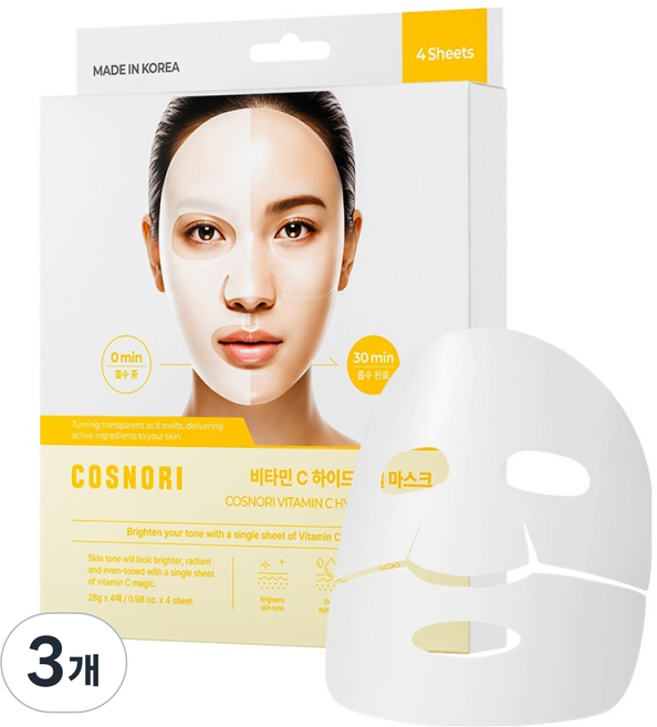코스노리 비타민C 하이드로겔 마스크, 4개입, 3개