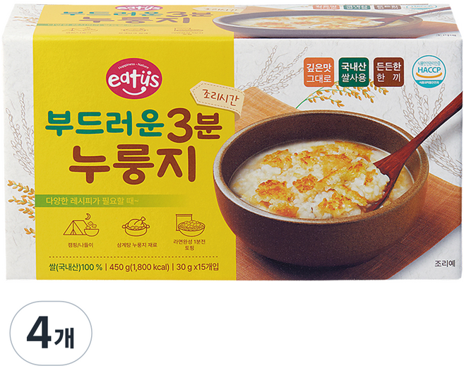 이더스 부드러운 3분 누룽지 15p, 450g, 4개
