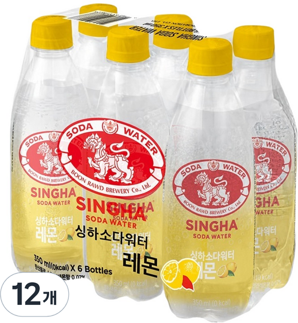 싱하 소다 워터 레몬, 350ml, 12개