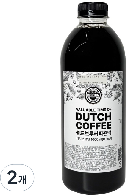 (주)보르딘에프엔비 콜드브루 더치커피 원액 브라질내츄럴, 2개, 1개입, 1L
