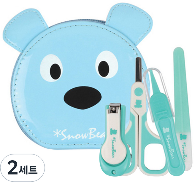 스노우베어 유아 손톱깎이 4종세트, 아이보리 + 블루, 2세트