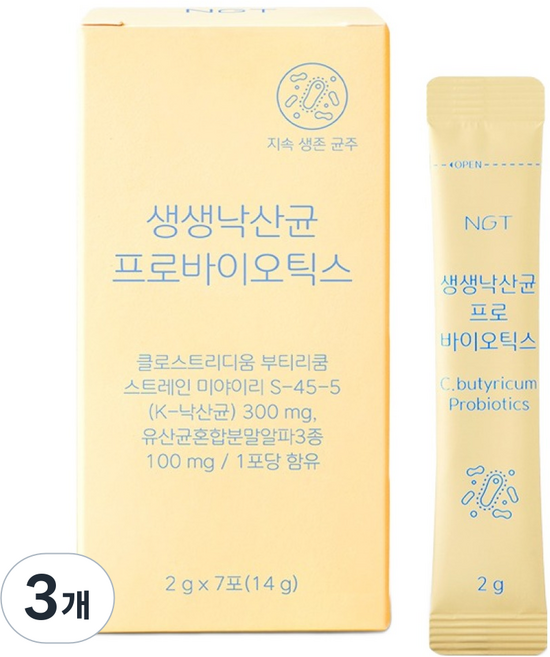 네츄럴굿띵스 생생낙산균 프로바이오틱스 7p, 14g, 3개