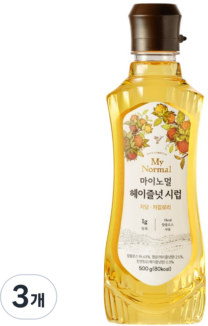 마이노멀 저당 저칼로리 헤이즐넛 시럽, 500g, 3개
