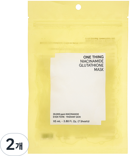 원씽 나이아신아마이드 글루타치온 마스크, 2개, 1개입