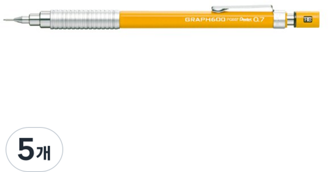 Pentel 飛龍文具 PG607-F Graph 600 自動鉛筆 橘色, 0.7mm, 5個