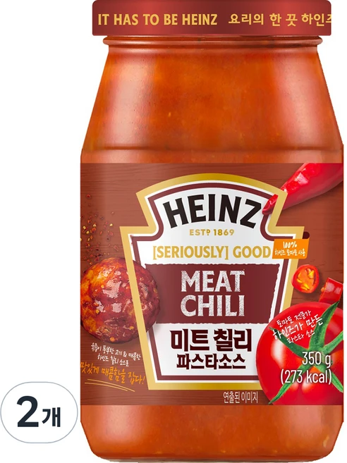 하인즈 미트 칠리 파스타 소스, 350g, 2개 - 쿠팡