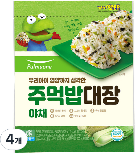 풀무원 주먹밥대장 야채, 4개, 30g
