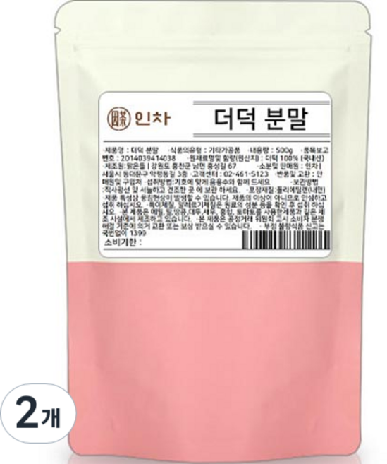 인차 국산 더덕 분말 가루, 500g, 2개