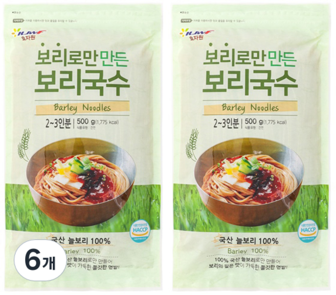 효자원 보리로만 만든 보리국수, 500g, 6개