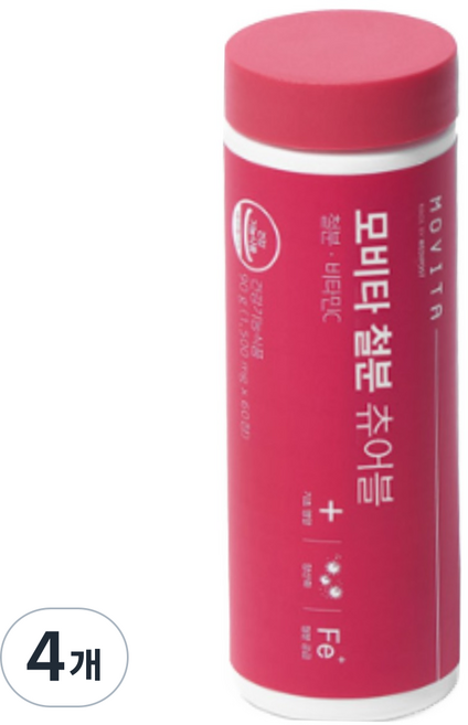 모비타 철분 츄어블 90g, 60정, 4개