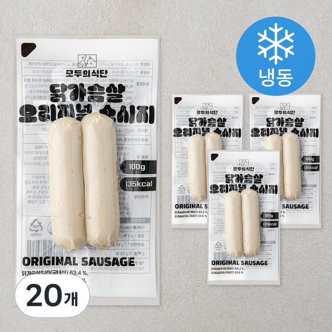 모두의식단 닭가슴살 오리지널 소시지 (냉동), 100g, 20개