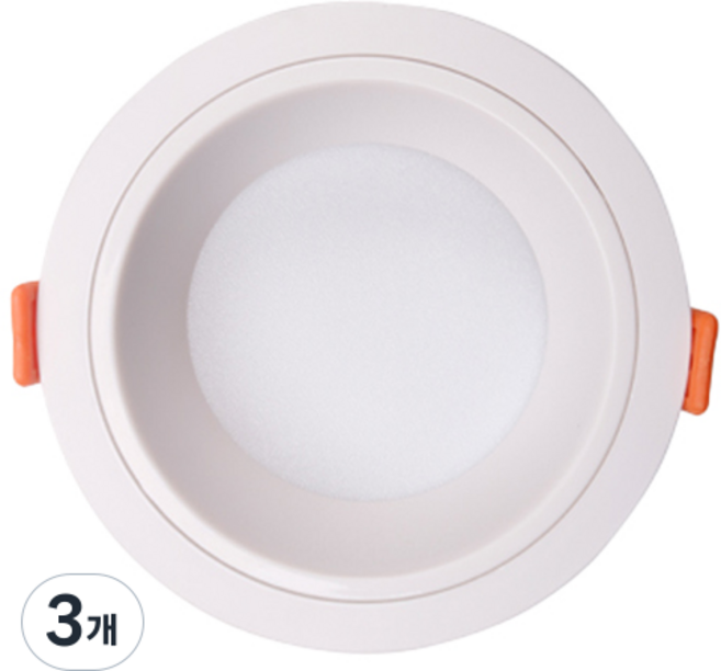 비츠조명 LED 움푹 매입등 80mm 8W, 화이트 + 주광색, 3개