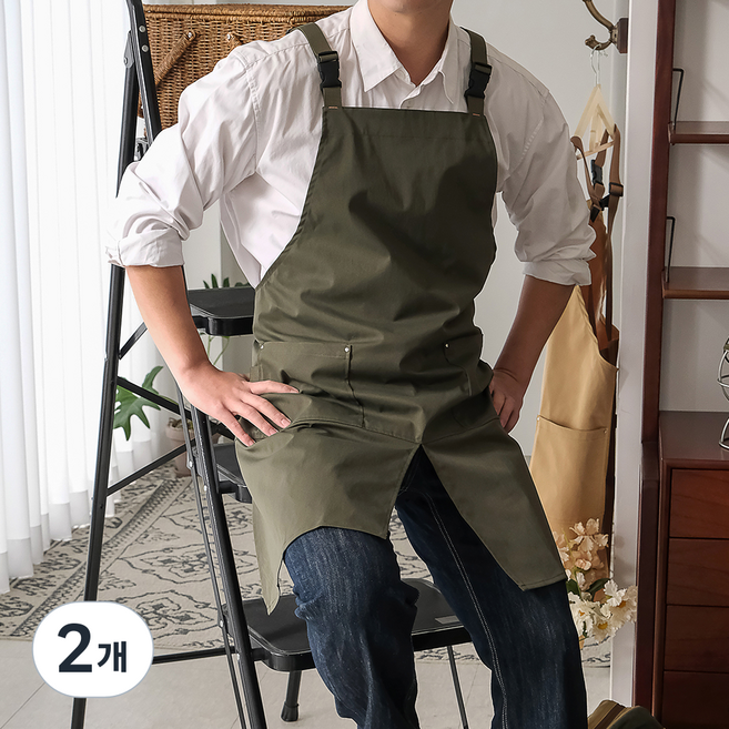 efactory Judy N 前開衩帆布防水圍裙, 深綠色