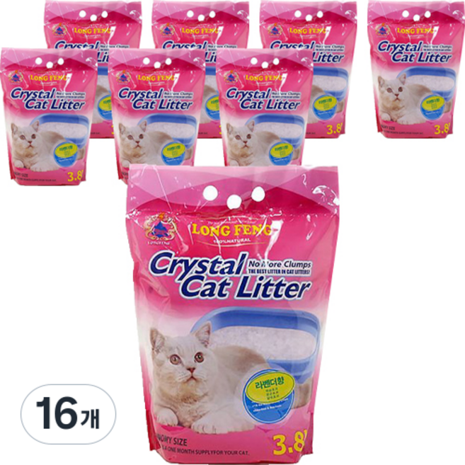 룽펑 크리스탈 실리카겔 고양이 모래, 3.8L, 16개, 라벤더