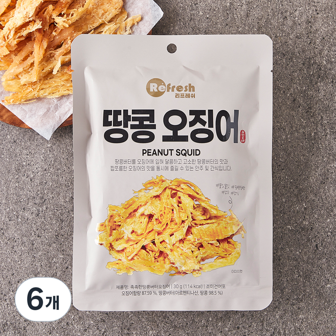 리프레쉬 촉촉한 땅콩 버터 오징어, 30g, 6개