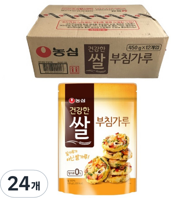 농심 건강한 쌀 부침가루, 450g, 24개