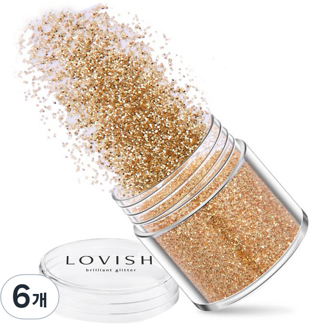 러비쉬 프리미엄 네일 글리터 10g, LVS-001 샴페인골드, 6개