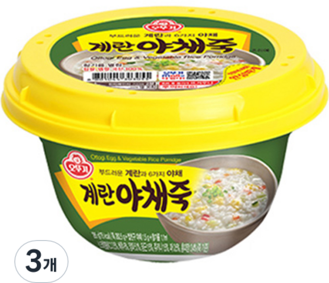 오뚜기 계란야채죽 상온, 285g, 3개