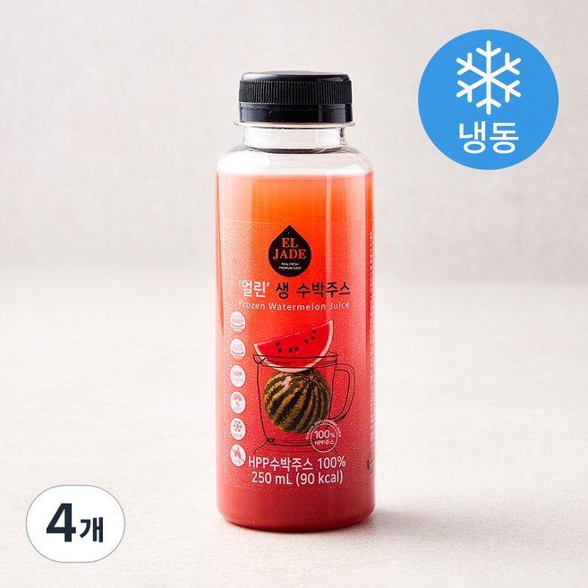 엘제이드 무가당 얼린 생 수박주스 (냉동), 250ml, 4개