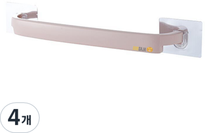 또사자 무타공 수건걸이 부착형, 핑크, 4개