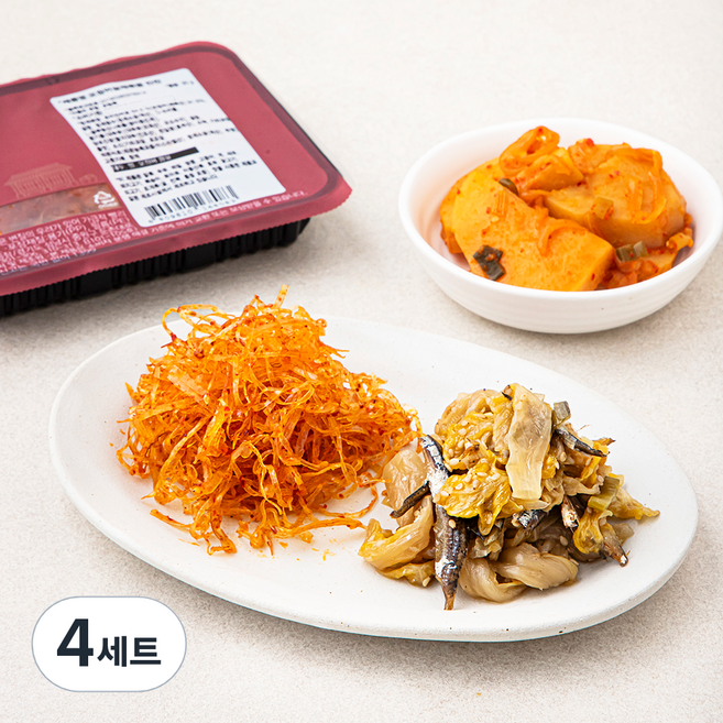 식도감 볶은조림 반찬 오징어 실채 볶음 30g + 묵은지 멸치 볶음 100g + 매콤 감자 조림 130g 세트, 4세트