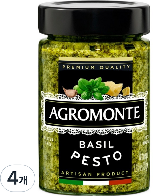 아그로몬테 바질 페스토 소스, 200g, 4개
