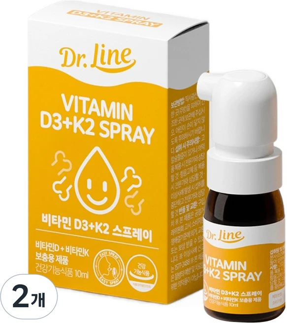 닥터라인 유아용 비타민D3 K2 400IU 액상 스프레이, 2개, 10ml - 쿠팡