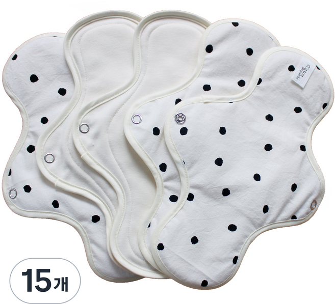 코튼리퍼블릭 면생리대 순면 슬림 블랙도트, 1개입, 15개, 대형