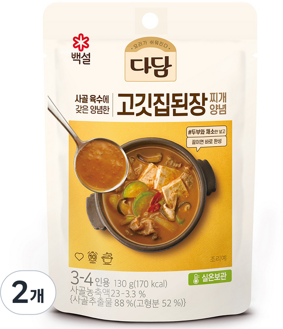 다담 고깃집 된장찌개 양념, 130g, 2개