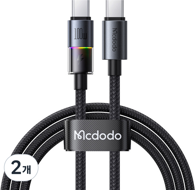 Mcdodo 麥多多 Type-C to Type-C Hyper PD 高速充電線, 2個, 黑色, 1.2m